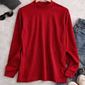 NWT Covington Men’s Red Mock Neck Long Sleeve Shirt Size L Y2K